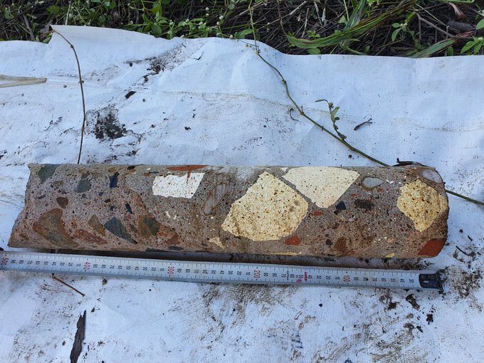 Concrete core sample for compressive strength testing