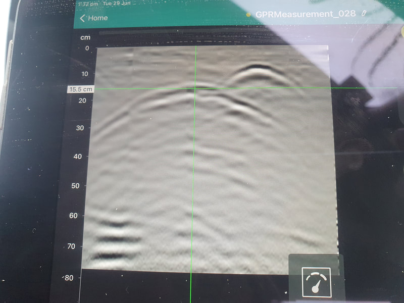 Concrete scanning of bridge abutment revealed large void