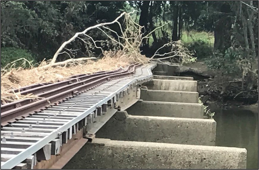 Post flooding assessment of rail and road bridges